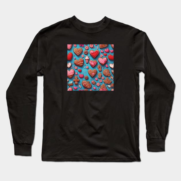 Colorful candies and gingerbread pattern Long Sleeve T-Shirt by ANVC Abstract Patterns